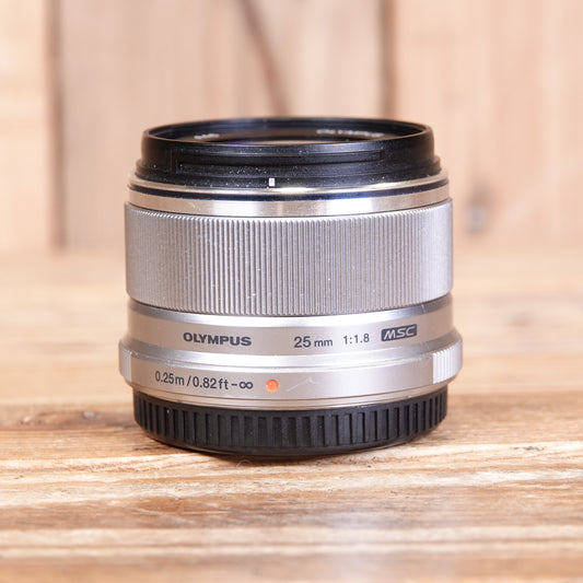 Used Olympus 25mm F1.8 Silver Micro Four Thirds Lens