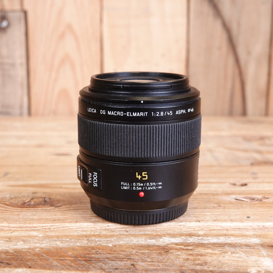 Used Panasonic 45mm F2.8 Leica DG Macro-Elmarit ASPH Lens