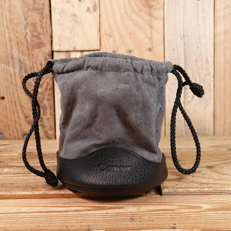 Used Canon LP1214 Soft Leather Drawstring Lens Pouch Case Black