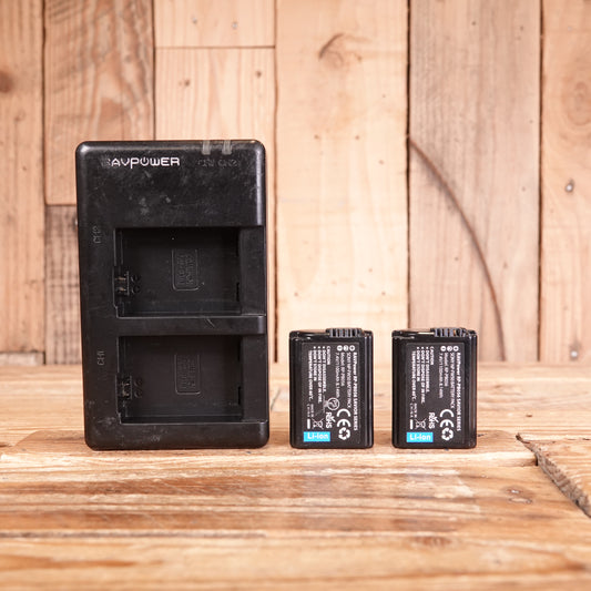 Used Ravpower NP-FW50  Dual Battery charger with 2x Batteries