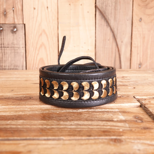 Used  Bronkey Jaipur 106 Leather Black & Gold Leather Strap JAI-106