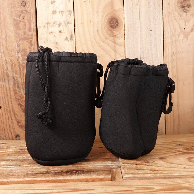 Used 2 x Neoprene Camera Pouch Drawstring Lens Bag Size 18x10 and 13x8cm