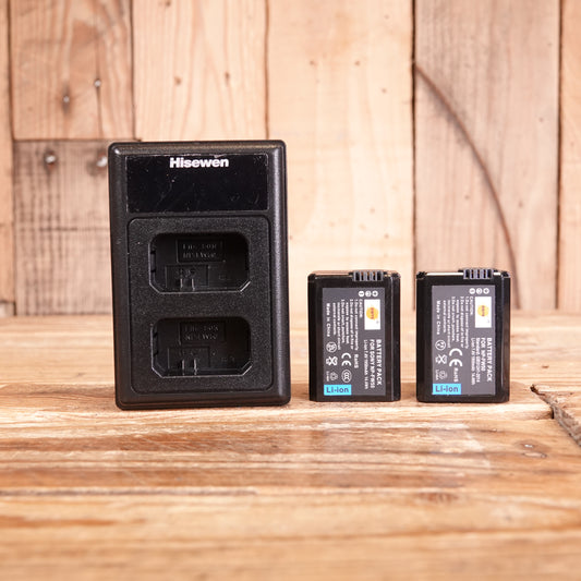 Used Hisewem NP-FW50 Dual Battery charger with 2x Batteries