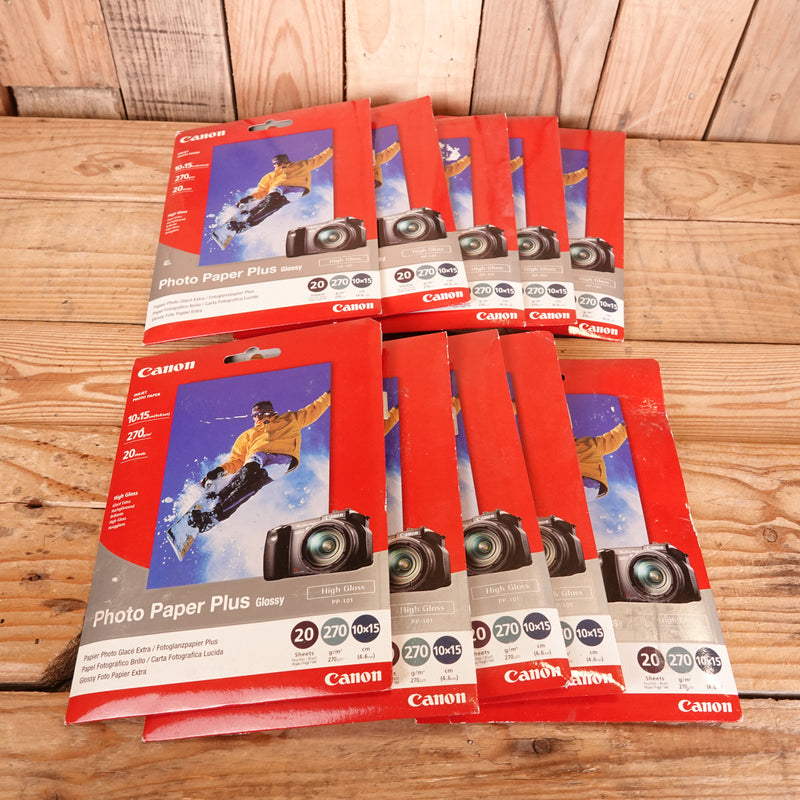 Used Canon Photo Paper Plus High Gloss 10x15cm 20 Sheets - 10 Packs - Unopened