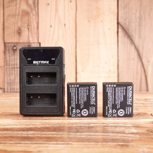 Used Batmax DMW-BLG10 Dual USB Charger with 2x Duracell Batteries