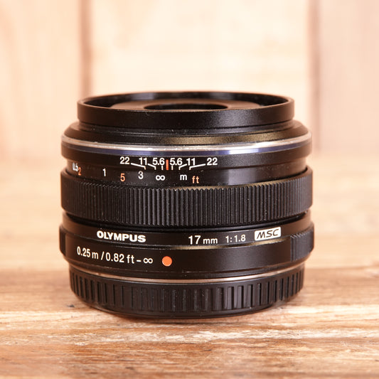 Used Olympus M.Zuiko 17mm F1.8 MSC Micro Four Thirds Black Lens
