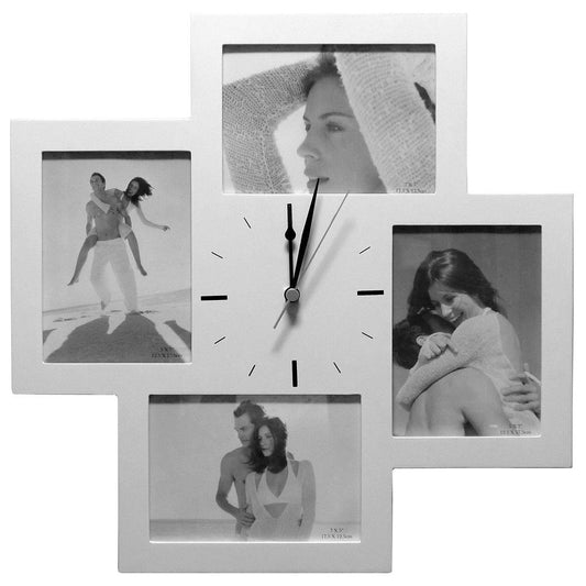 Bergamo Clock Multi Aperture Photo Frame For 4 7x5 Photos Image 1