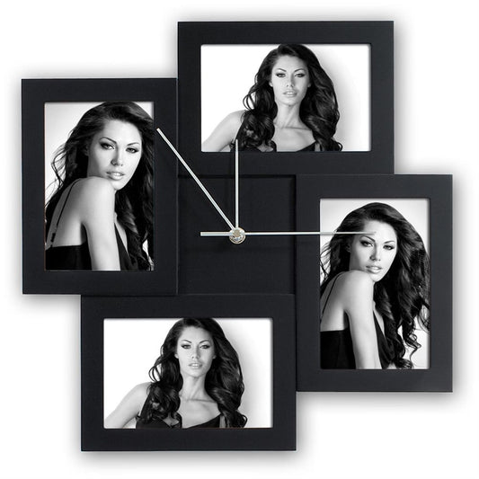 Zep Messina Black Multi Aperture Photo Frame and Clock for 4 Image 1