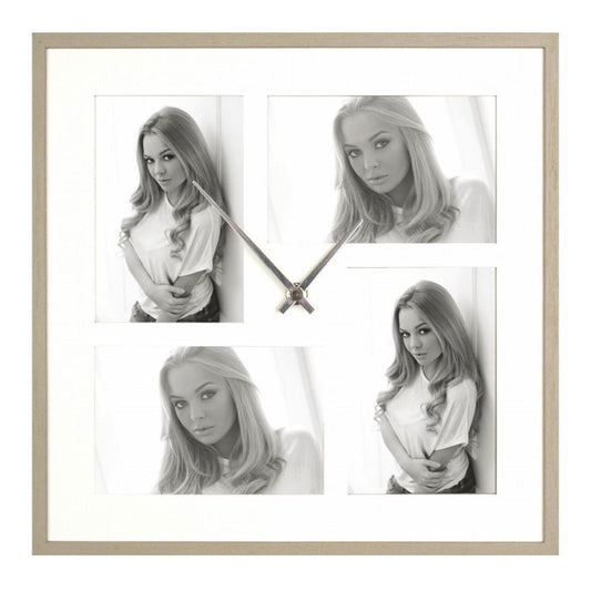 Varese Clock Multi Aperture Photo Frame For 4 6x4 inch Photos Overall Size 13" Square Image 1