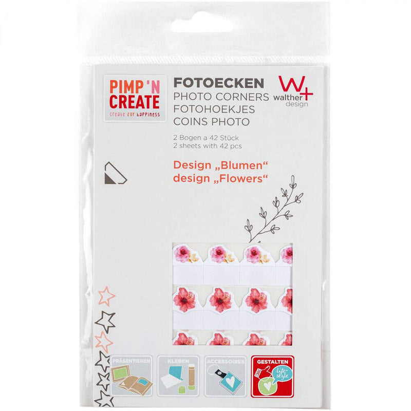 Walther Design Pimp & Create Photo Corners - Flowers | Self-adhesive | Acid Free | Archival Quality Image 1