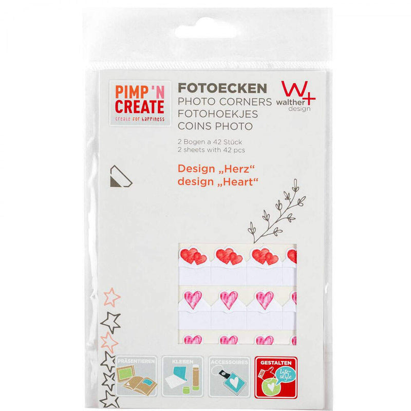 Walther Design Pimp & Create Photo Corners - Hearts | Self-adhesive | Acid Free | Archival Quality Image 1