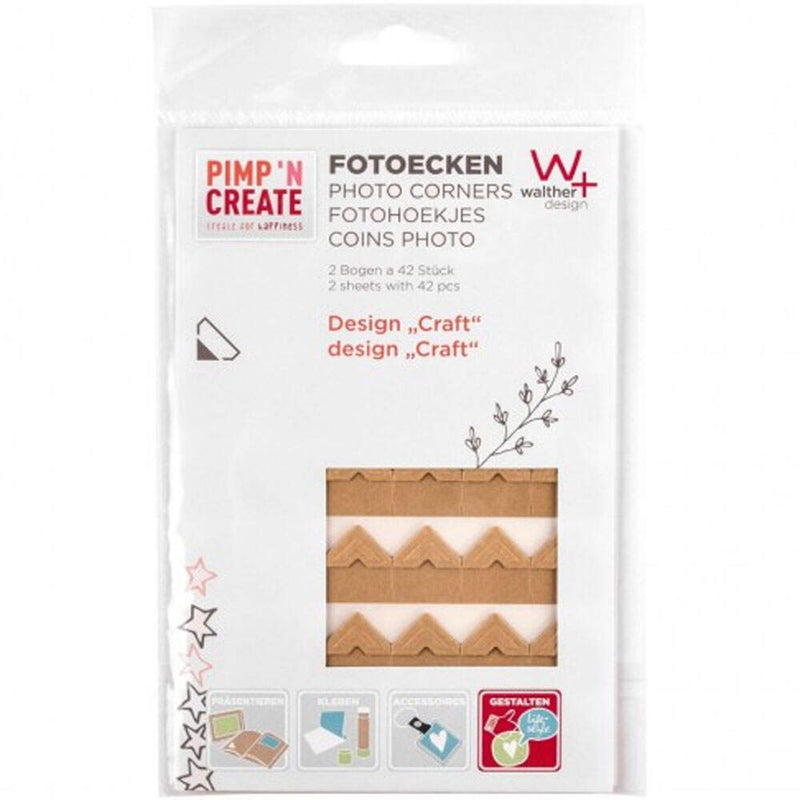 Walther Design Pimp & Create Photo Corners - Kraft | Self-adhesive | Acid Free | Archival Quality Image 1