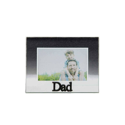 Celebrations Dad Black Glitter Glass Frames | Standing Strut | Mirror Finish Image 1