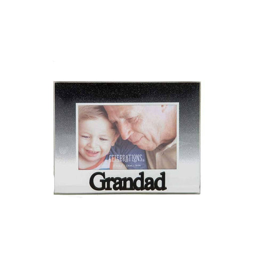 Celebrations Grandad Black Glitter Glass Frames | Standing Strut | Mirror Finish Image 1