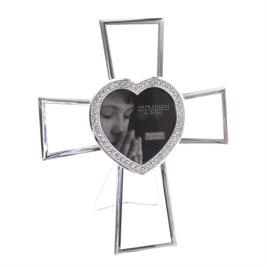 Cross Photo Frame for 3x3 inch Photo - Silverplated - By Juliana Image 1