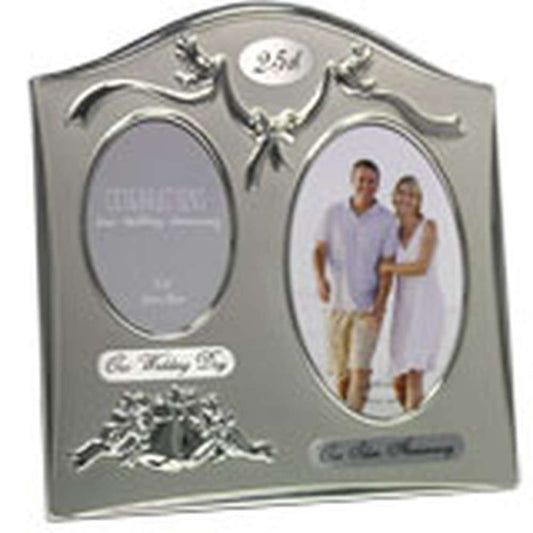 25th Wedding Anniversary Photo Frame Silver For Two Photos Image 1