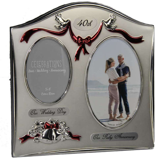 Juliana Photo Frame 2 Tone Silver Plated Double Wedding Anniversary - 40th Ruby FS55040