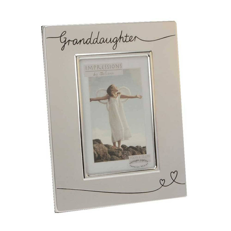 Silver Plated Satin 6x4 Inch Granddaughter Photo Frame Image 1