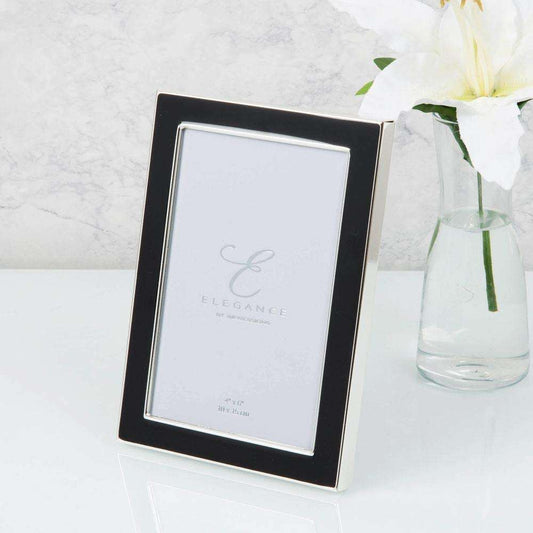 Elegance Silverplated Epoxy Photo Frame Collection - 4x6inch Black