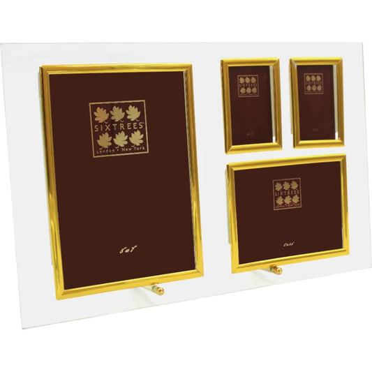 Sixtrees Flat Bevelled Glass Frame Gold - Multi Frame for 4x Photos