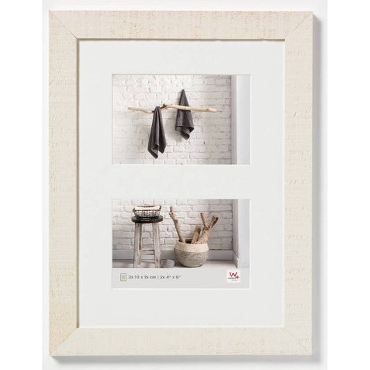 Walther Home Wooden Picture Frame - 12.5x9 inch (Insert for 2x 6x4 inch) Cream White