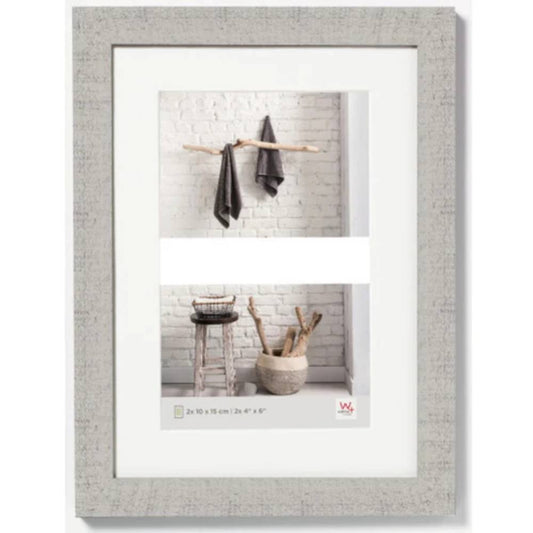 Walther Home Wooden Picture Frame - 12.5x9 inch (Insert for 2x 6x4 inch) Light Grey