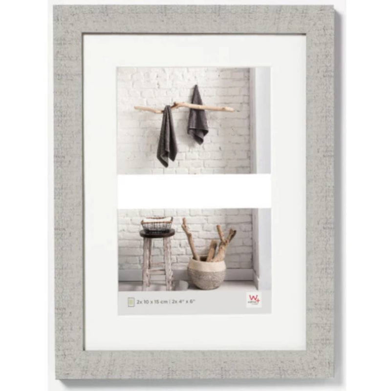 Walther Home Wooden Picture Frame - 12.5x9 inch (Insert for 2x 6x4 inch) Light Grey Image 1