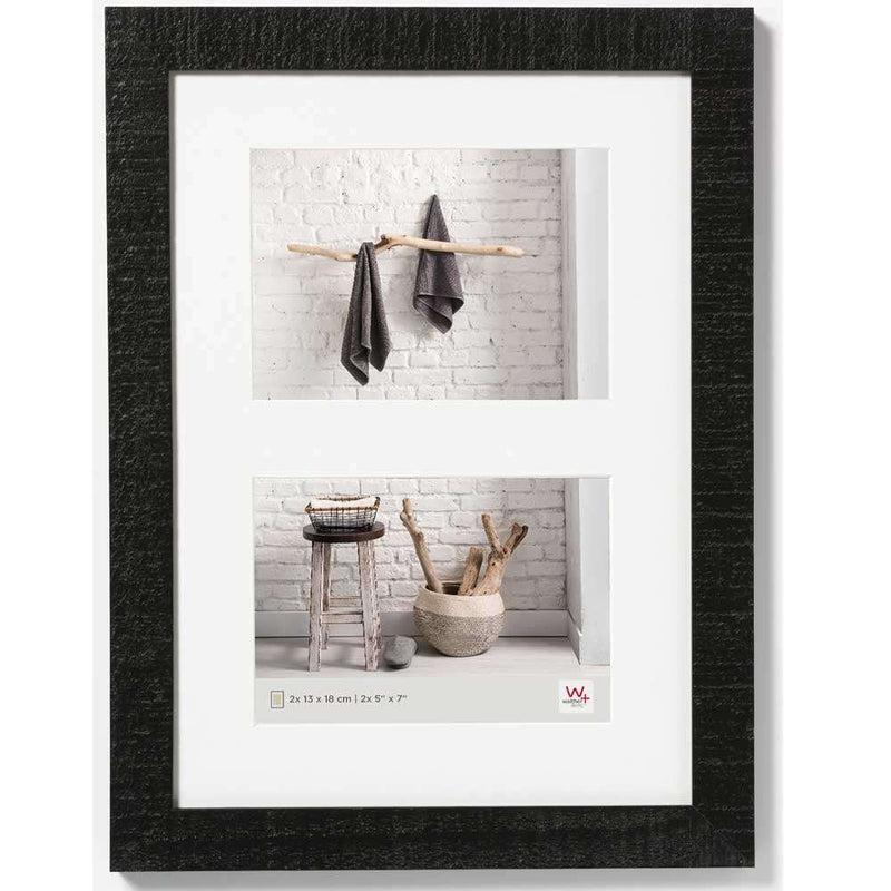 Walther Home Wooden Picture Frame - 14x10 inch (Insert for 2x 7x5 inch) Black Image 1