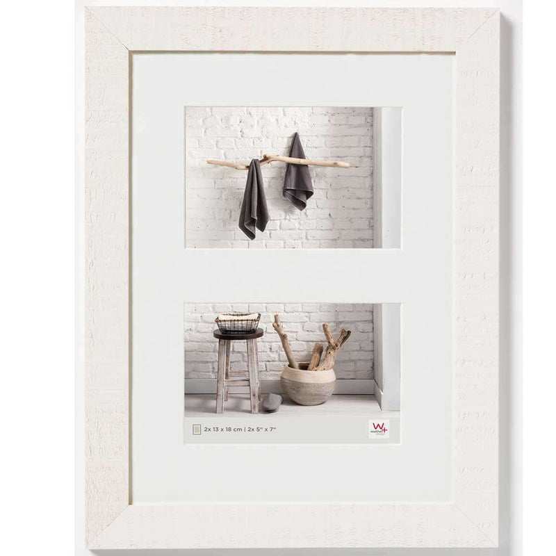 Walther Home Wooden Picture Frame - 14x10 inch (Insert for 2x 7x5 inch) Polar White Image 1