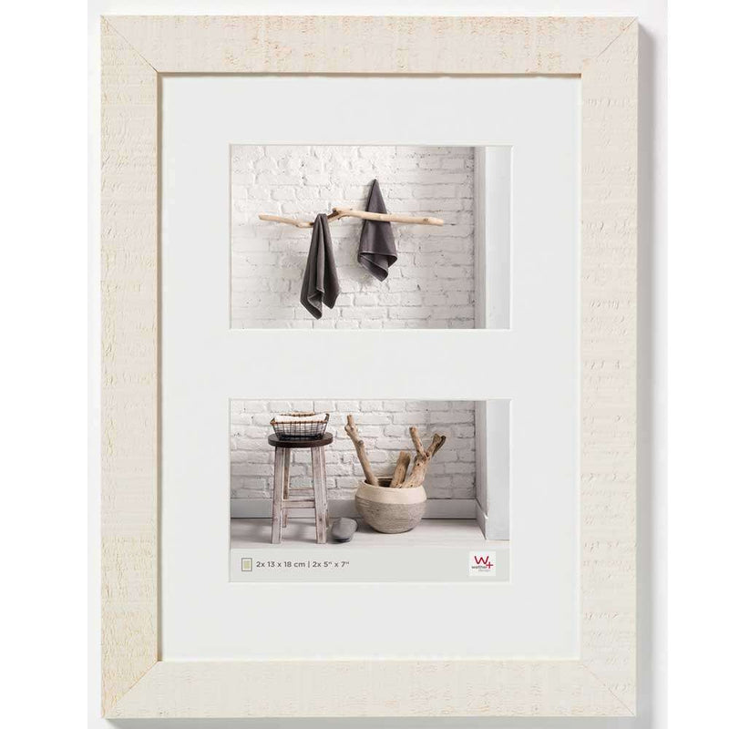 Walther Home Wooden Picture Frame - 14x10 inch (Insert for 2x 7x5 inch) Cream White Image 1