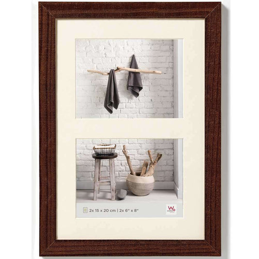 Walther Home Wooden Picture Frame - 16x11 inch - (Insert for 2x 8x6) Walnut