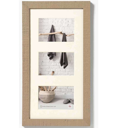 Walther Home Wooden Picture Frame - 18x9 inch - (Insert for 3x 6x4 inch) Beige Brown