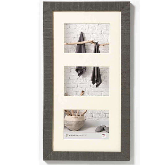 Walther Home Wooden Picture Frame - 18x9 inch - (Insert for 3x 6x4 inch) Grey