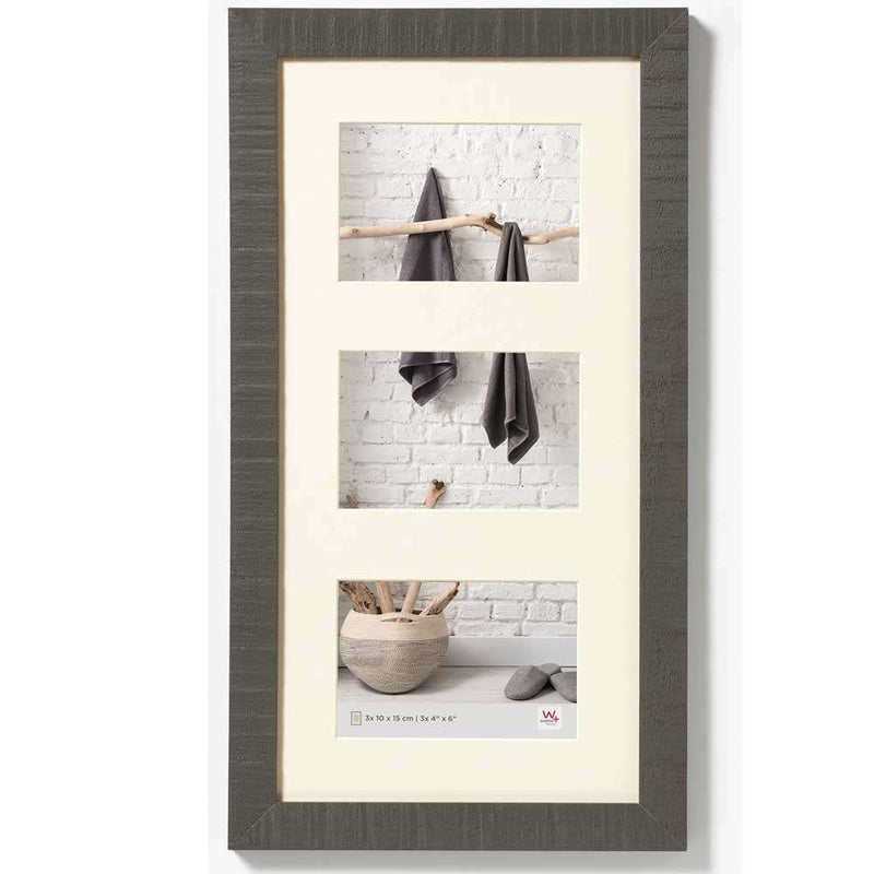 Walther Home Wooden Picture Frame - 18x9 inch - (Insert for 3x 6x4 inch) Grey Image 1