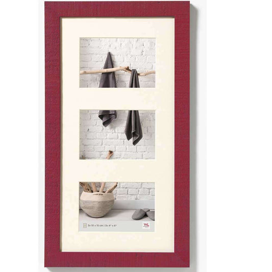 Walther Home Wooden Picture Frame - 18x9 inch - (Insert for 3x 6x4 inch) Bordeaux