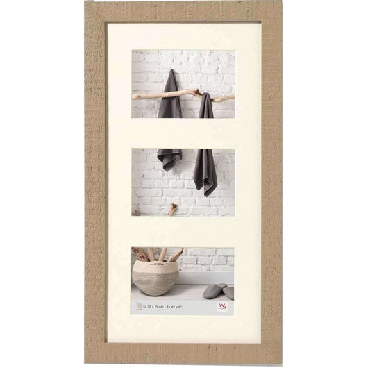 Walther Home Wooden Picture Frame - 20x10 inch - (Insert for 3x 7x5 inch) Beige Brown