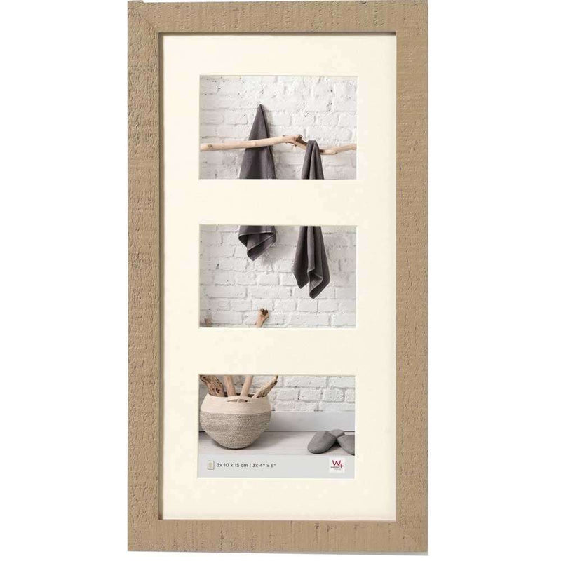 Walther Home Wooden Picture Frame - 20x10 inch - (Insert for 3x 7x5 inch) Beige Brown Image 1