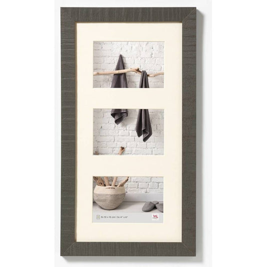 Walther Home Wooden Picture Frame - 20x10 inch - (Insert for 3x 7x5 inch) Grey