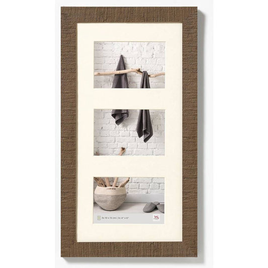 Walther Home Wooden Picture Frame - 20x10 inch - (Insert for 3x 7x5 inch) Medium Brown