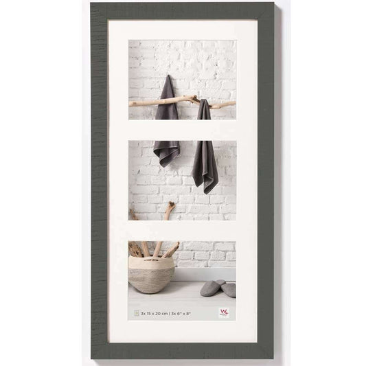 Walther Home Wooden Picture Frame - 23x11 inch - (Insert for 3x 8x6 inch) Grey