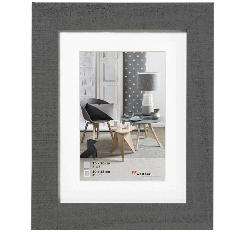 Walther Home Wooden Picture Frame - 8x6 inch - (Insert 6x4 inch) Grey Image 1