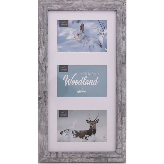 Kenro Harmony Woodland Series Triple 6x4" Photo Frame - Grey