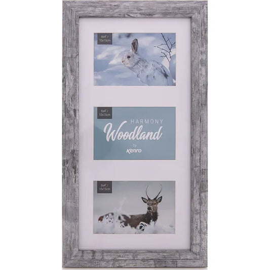 Kenro Harmony Woodland Series Triple 7x5" Photo Frame - Grey