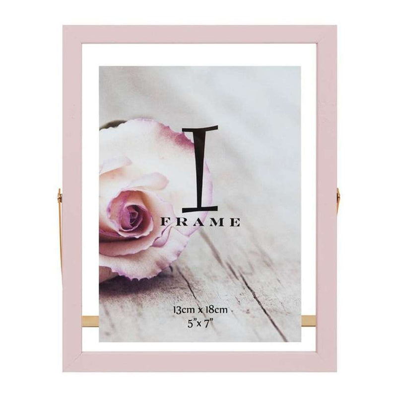 Light Pink and Gold 7x5 Inch Photo Frame on Stand Image 1