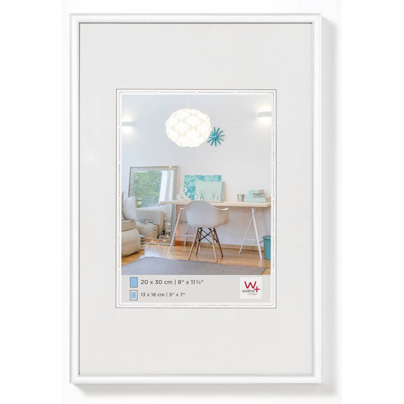 Walther New Lifestyle Photo Frame White 12x9.5 Inch - (Insert 8x6 Inch)