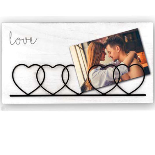 Wood and Metal Heart Photo Holder Overall Size14.5x8"