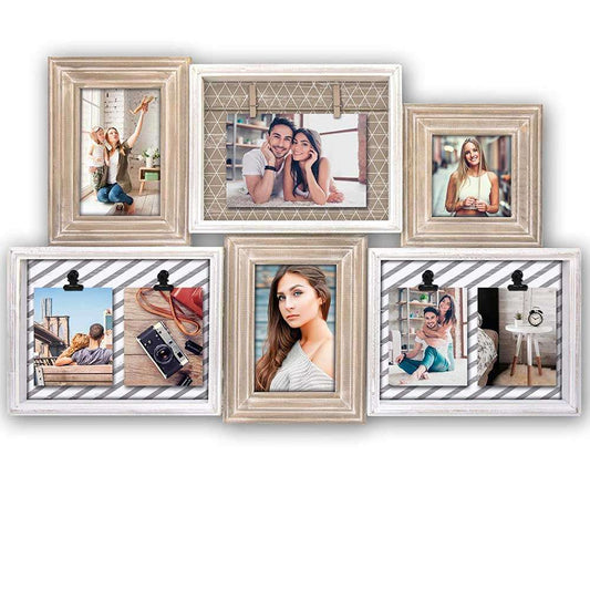 ZEP Multi Photo Frame with Clothes Pegs and Clips for upto 9 Photos - Overall Size 62x39cm Image 1