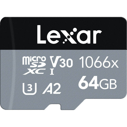 Lexar Professional 1066x microSDXC 64GB UHS-I SILVER Series Memory Card