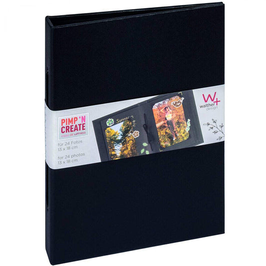 Walther Pimp and Create Scrapbook Vertical Photo Album | 24 Photos | Black