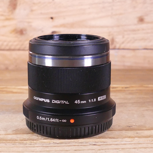Used Olympus M Zuiko 45mm F1.8 Black Micro Four Thirds Lens